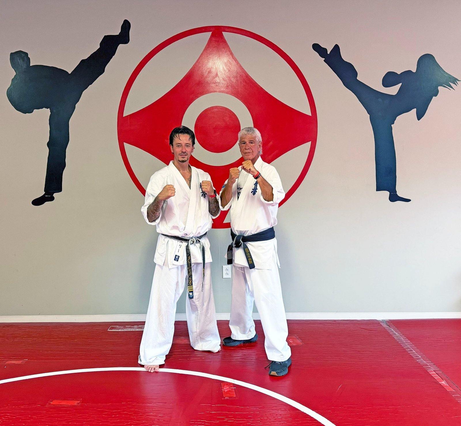 Special Guest Instructor Sensei Wesley Jansen poses for a photo with Shihan Mike Monaco at2026 USA-IFK Kyokushin Summer Camp