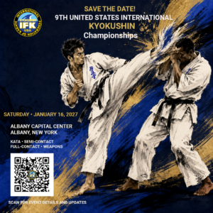 9th United States International Kyokushin Championships flyer, January 16, 2027, Albany, New York